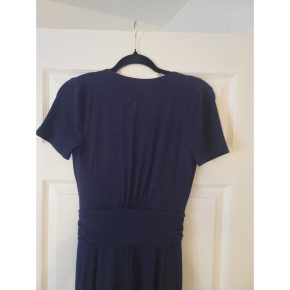 Boden Jumpsuit Womens SZ 4 Crop Wide Leg Stretch Navy Blue Jersey Knit - Picture 8 of 10